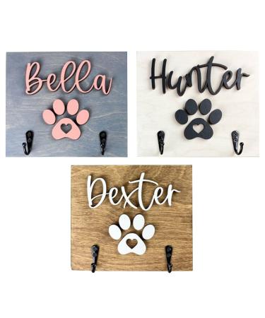 Lilancer Dog Lead Holder for Wall Personalised| Dog Hooks Custom Name Breed Decorative for Wall Cute Housewarming Gifts for Dog Owner (Style 3 - Dog paw Print 5.7x9 in) 5.7x9 in Style 3 - Dog Paw Print