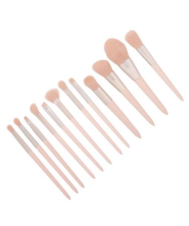 Soft Pink Fiber Hair Brushes Set | 12pcs Professional Makeup Tools for Blush Eyebrow & Eyeshadow - International Shipping Available - Buy Online on GoSupps.com