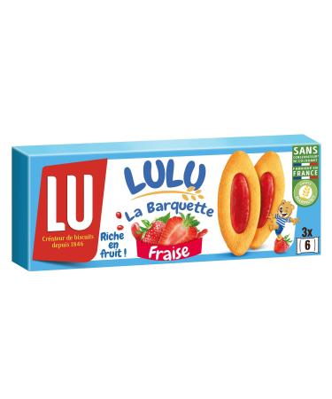 LU - LULU La Barquette - Moeulleuse tray with strawberry filling - Set of individual biscuits - Ideal for children's snacks - Colorant and preservative free - 4 Pack of 3 sachets of 120g