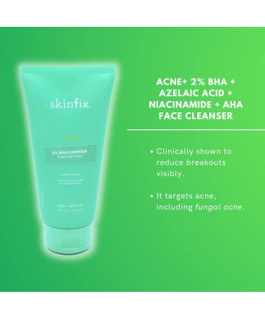 Skinfix Acne+ Cleanser with 2% BHA, Azelaic Acid, Niacinamide, and AHA | Gentle and Effective Formula - Buy Online on GoSupps.com