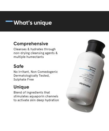 M.ini malis t 5% Aquaporin Booster Face Wash - Hydrating Sulphate-Free Cleanser for Dry Skin | Hyaluronic Acid | 100 ml | Ideal for Men & Women - International Shipping Available - Buy Online on GoSupps.com