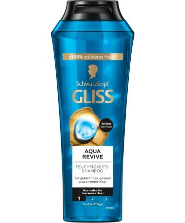 Gliss Aqua Revive Shampoo (250 ml) Moisturizing Shampoo with Hyaluronic Acid and Sea Algae Moisturizing Shampoo for Normal to Dry Hair