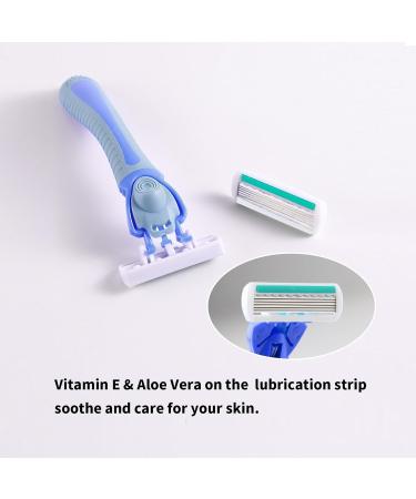 6-Blade Blue Razor for Men & Women - Reusable Anti-Slip Manual Shaving Tool with Refill Cartridges | Premium Face Cleansing Supplies - Buy Online on GoSupps.com