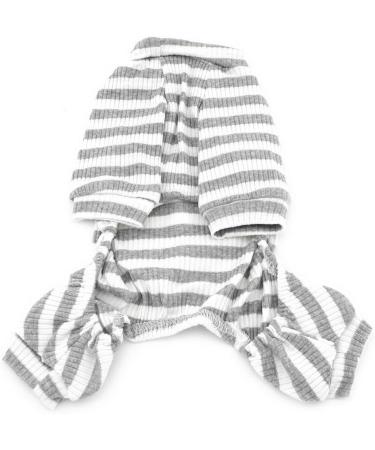 Zunea Striped Cotton Pajamas for Small Dogs | Cozy & Soft Puppy Sweatshirts | Autumn Dog & Cat Outfits - Size L Gray - Buy Online on GoSupps.com