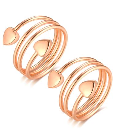 Cigmag 2PCs lymphatic drainage magnetic for women women finger ultra -high magnets 99% pure copper adjustable with gift box (rose gold love heart)
