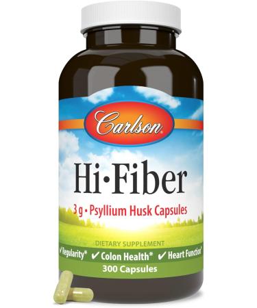 Carlson - Hi-Fiber 3 g Psyllium Husk Capsules Regularity Colon Health & Heart Function 300 Capsules 1 Count (Pack of 300) - Buy Online on GoSupps.com