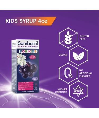 Sambucol Kids Elderberry Syrup with Vitamin C - Immune Support for Kids - 4 Fl Oz - Buy Online on GoSupps.com