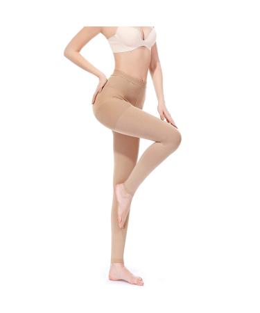 SWOLF Medical Compression Pantyhose Women Men 20-30 mmHg Edema Varicose Veins Footless - Beige Large