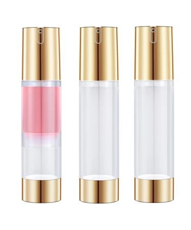 UMETASS 1.7oz (50ml) Empty Airless Pump Bottles, Refillable Cosmetic Containers, Travel Size Vacuum Bottle for Lotion, Hand Sanitizer, Toner, Moisturizer and Facial Serum (Golden, 3 pcs) 50ml/1.7oz - 3pcs Gold