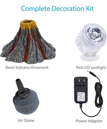 Uniclife Aquarium Volcano Ornament Kit - Yellow Fish Tank Decor with Air Stone Bubbler - Buy Online on GoSupps.com