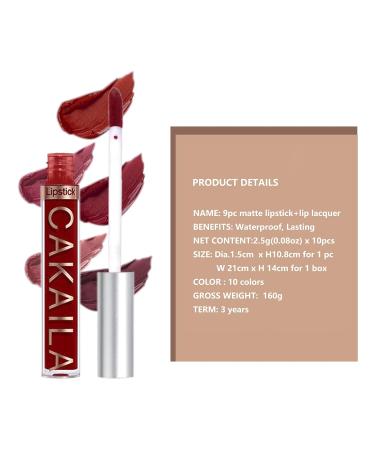10-Piece Waterproof Matte Lip Gloss Set - Long-Lasting Non-Stick & Fade-Resistant Lipstick for Makeup Fans - Buy Online on GoSupps.com