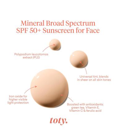 Toty Solaria Mineral SPF 50+ Sunscreen Serum & Antioxidant Booster Pack - Tinted Broad Spectrum Sunscreen & Daily Supplement - 50ml + 30 Sachets - Buy Online on GoSupps.com