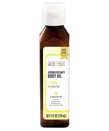 AURA CACIA - Aromatherapy Body Oil Energizing Lemon - 4 fl. oz. (118 ml)
