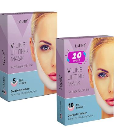 V Shaped Slimming Face Mask Double Chin Reducer V Line Lifting Mask Neck Lift Tape Face Slimmer Patch Chin Strap For Women Jawline Sculptor For Firming and Tightening Skin 5 and 10 Masks Bundle - Buy Online on GoSupps.com