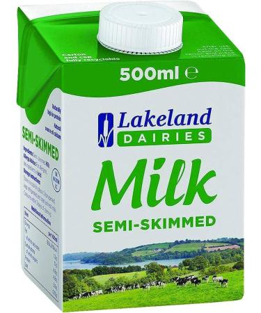 Lakeland Dairies Semi-Skimmed Milk | 12 Pack of 500ml | Long Life | Delicious & High in Protein - Buy Online on GoSupps.com