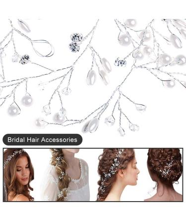 50cm Wedding Hair Jewelry | Vintage Silver Floral Headdress & Pearl Hair Band for Brides - Buy Online on GoSupps.com