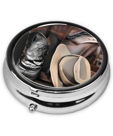 Shop Cowboy Black Hat Western Boots & 3 Compartment Round Pill Box Organizer | Portable Travel Solution - Buy Online on GoSupps.com