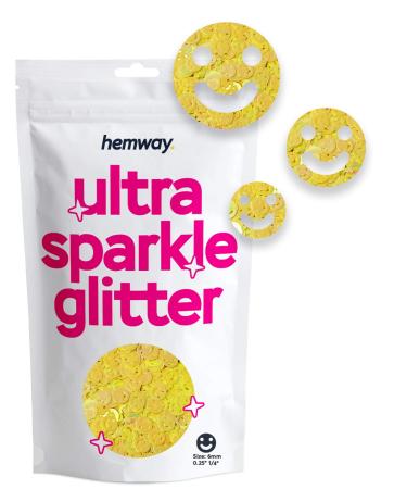 Hemway Ultra Schlitter - 1/4 "0.25" 6mm - Smiley face cosmetic glitter forms for decoration art nails craft - yellow - 50g smiley face yellow
