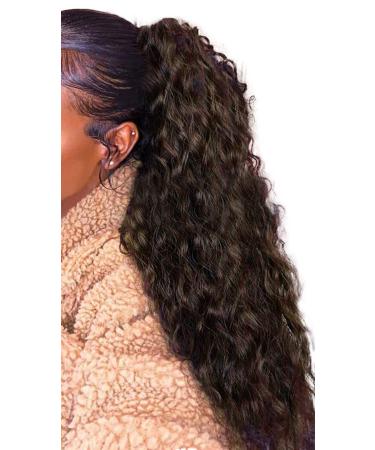 JessLab Long Ponytail Extensions and Drawstring Ponytail 22 Inch / 24 Inch Corn Wave Natural Look Heat Resistant Wavy Hairpiece Ponytail Wrap Pony Wig with Magic Paste for Women Girl 24 inch (2/30#) 24 inches Chocolate Brown (2/30#)