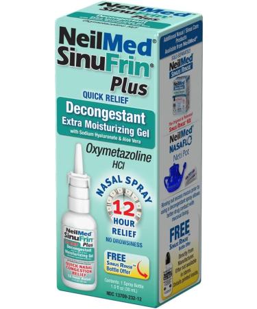 NeilMed SinuFrin Plus Decongestant 12 Hour Nasal Congestion Moisturizing Gel with Sodium Hyaluronate & Aloe Vera - 30mL Bonus Pack - Buy Online on GoSupps.com