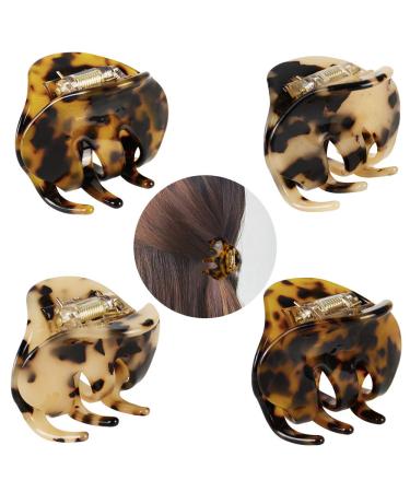 4 Pack 2.1 Inch Hair Claw Clips Tortoise Shell Cellulose Acetate Resin Hair Barrettes Medium French Design Hair Jaw Leopard Print Fashion Hair Styling Accessories for Women Girls 4pcs medium classic hair claws