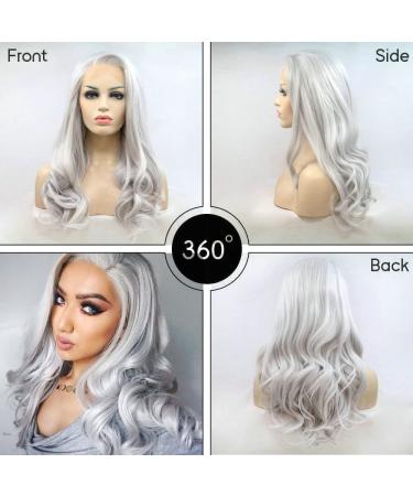 Buy 26 Drag Queen Wigs - Heat Resistant Lace Front Synthetic Wigs with Natural Hairline in Cool Silver Gray for Cosplay - Buy Online on GoSupps.com