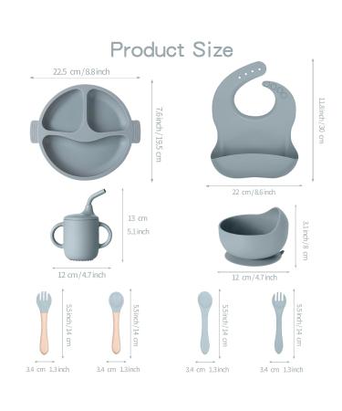 Buy 8-Piece BPA Free Silicone Baby Dish Set with Suction Cups - Toddler Plates Bowls & Bib - Safe & Slippery Harness - Blue - International Shipping Available - Buy Online on GoSupps.com