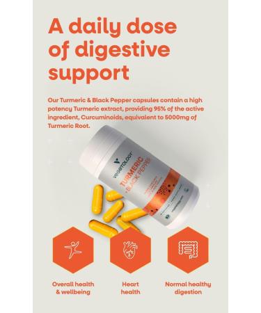 VEGETOLOGY Vegan Turmeric & Black Pepper Capsules (60 Capsules) Tumeric Supplements Capsules 1 a Day Supplements for Adults and Children - Buy Online on GoSupps.com