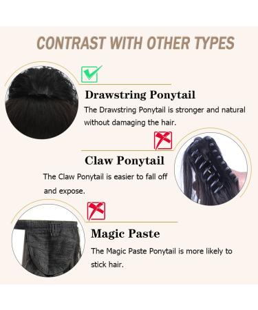 AFNOTE 24 Long Curly Drawstring Ponytail Extension - Synthetic Heat Resistant Fake Ponytail for Women (Black) - Buy Online on GoSupps.com