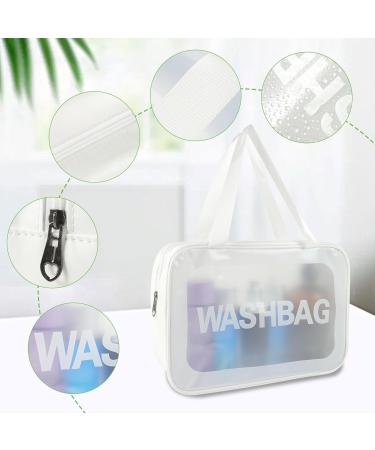 4 Pcs Waterproof Clear Toiletry Bags for Women - Transparent Travel Makeup Bags Set (White) - Buy Online on GoSupps.com