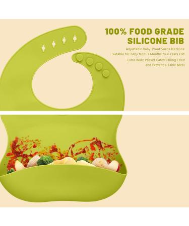 Auvstar Silicone Baby Tableware Set | Non-Slip BPA Free Children's Dishes with Suction Cup & Cutlery - Green - Buy Online on GoSupps.com