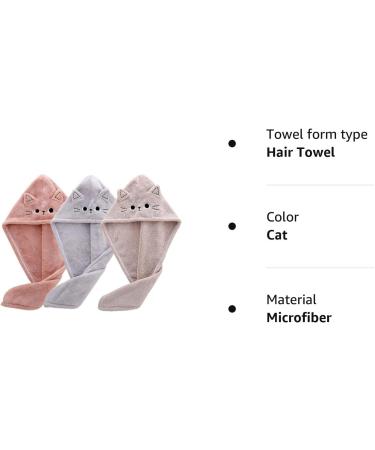 BATTILO PTY Cute Cat Microfiber Hair Towel Wrap - 3 Pack Hair Drying Towels for Kids & Women - Rapid Dry Hair Turban for Curly Long Hair - Buy Online on GoSupps.com
