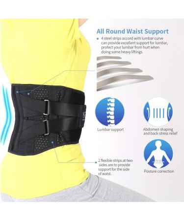 Adjustable Lumbar Brace Belt - Compression Back Support for Lower Back Pain Relief - Black L Code - Buy Online on GoSupps.com