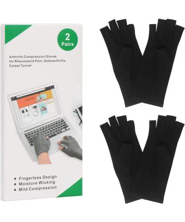 Arthritis Compression Gloves for Rheumatoid Osteoarthritis, Carpal Tunnel, Raynaud's - 2 Pairs, Black Medium - Men and Women - Fingerless Breathable Design - Buy Online on GoSupps.com
