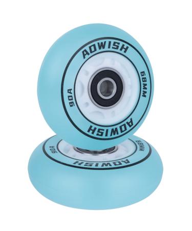 AOWISH 68mm Light Up Illuminating Mini Rip Stick Skateboard Wheels 90A LED Luminous Flash Ripster Mini Caster Wave Board Replacement Wheels with Bearings ABEC-9 for DLX Mini Board (2-Pack) Blue