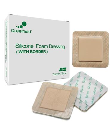 Silicone Foam Dressing 3x3 Inch with Border 10 Packs Adhesive Waterproof Wound Dressing Bandages for Wound Care High Absorbency Foam Pad Bandaid