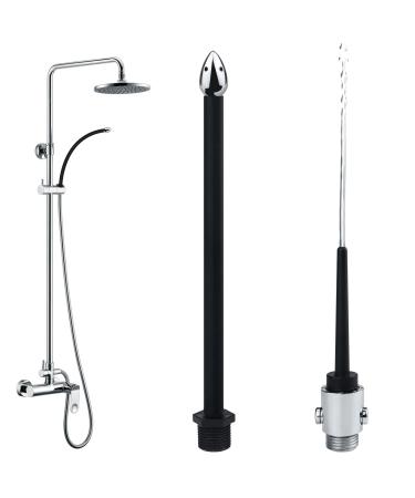 Silicone Shower Enema System with On/Off Switch 2 Pack Reusable Shower Douche for Men and Women Portable Cleaning Enema Nozzle Kit for Most Shower Systems ABS Black