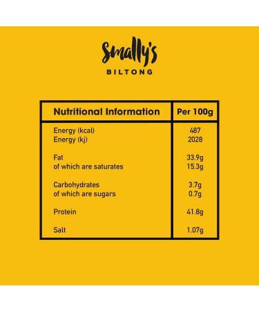 Smally's Original Fatty Biltong 500g - High Protein Gluten Free Beef Snack - No Added Sugar - Ready to Eat - Pack of 1 - Buy Online on GoSupps.com