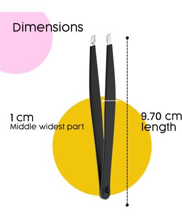 Wamza Slanted Eyebrow Tweezers for Women & Men - Stainless Steel Precision Hair Pluckers for Chin & Fine Hair - Black - 1 Pack - Buy Online on GoSupps.com