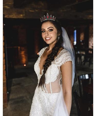 CURASA Baroque Black Crystal Princess Crown for Women - Vintage Queen of Hearts Tiara for Wedding, Birthday, Prom, Halloween Party - Buy Online on GoSupps.com