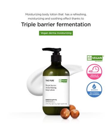 THEPURE Triple Barrier Derma Calming Body Lotion 500ml - Fragrance-Free Vegan Moisturizer for Kids to Adults with Shea Butter & Panthenol - Hydrating Dry Skin Formula - Buy Online on GoSupps.com