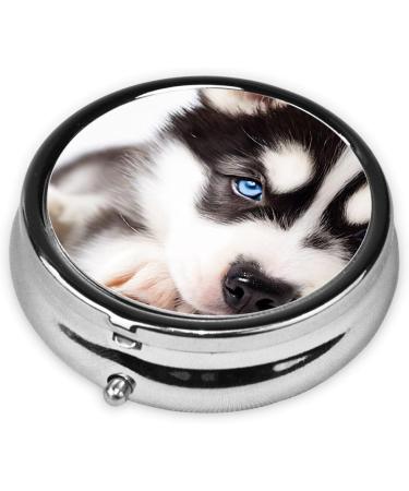 Husky Dog Mini Round Pill Box | 3 Compartment Travel Organizer | Portable Pill Case for Home & Office - Buy Online on GoSupps.com