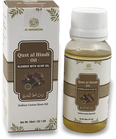 AL MASNOON QUST AL Hindi Oil (costus Root Oil) | Blended with Olive Oil/Indian costus Root Blended with Olive Oil 100% Natural 50ML