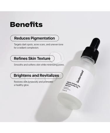 Underated Alpha Arbutin 2% + Niacinamide 1% Face Serum with Kakadu Plum Extract | Lightweight Daily Serum for Even-Looking Skin Tone | Suitable for All Skin Types | 30g - Buy Online on GoSupps.com