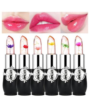 Titimore 6-Piece Crystal Jelly Lipstick Set | Magical Temperature Color Change & Long-Lasting Moisture | Flower Jelly Lip Balm & Clear Lip Gloss (Black) - Buy Online on GoSupps.com