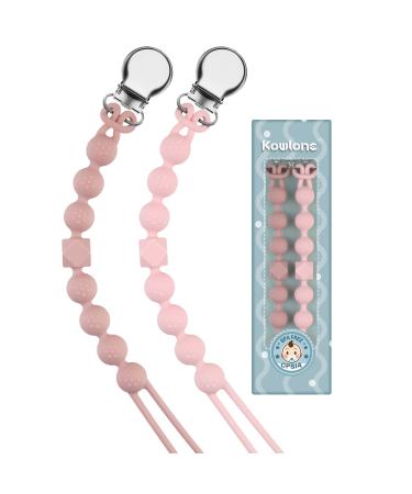 Silicone Pacifier Clip for Boys Girls Binky Clips Chain Leash Holder Straps Soft Flexible with Texture Baby Shower Birthday Christmas(Quartz Pink) A: Quartz Pink