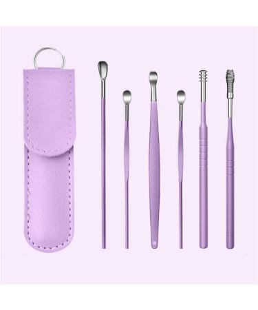 Innovative 6Pcs Spring Earwax Cleaner Tool Set | 360 Spiral Design Ear Wax Removal Kit with Storage Bag | Lancing Device | Purple - Buy Online on GoSupps.com