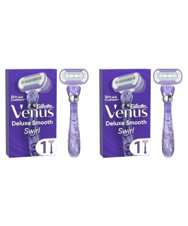 Gillette Venus Deluxe Smooth Swirl Women's Razor - 1 Blade 5 durable blades to deliver an extra smooth shave that lasts package may vary (Pack of 2) 1 count (Pack of 2) Deluxe Smooth Swirl Razor + 1 Razor Blade Refill