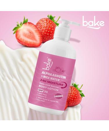 BAKE Rice Water Body Lotion with SPF 30 PA+++ | Alpha Arbutin & Vitamin E | Moisturizing Body Lotion | Helps Improve Skin Appearance | For Women & Men | 200 ml - Buy Online on GoSupps.com
