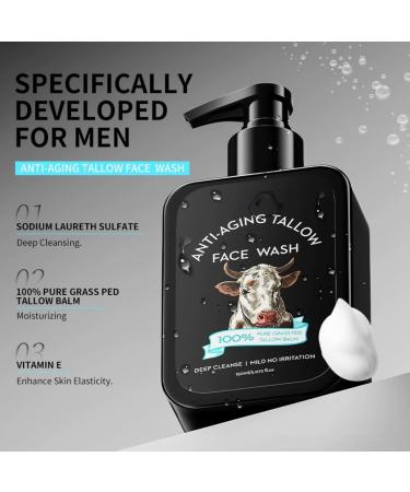 yehapp 150ml Tallow Face Wash Tallow Hydrating Facial Cleanser Skincare for Men Skin Care Tallow Face Moisturizer Hydrating and Moisturizing Face Exfoliating Face Wash - Buy Online on GoSupps.com